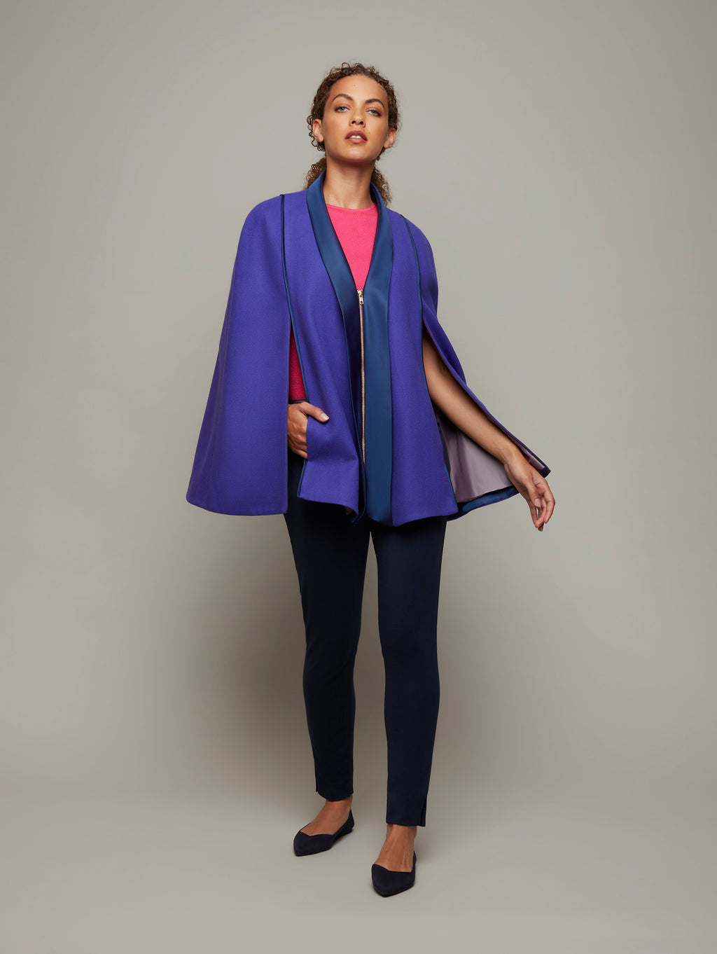 Wool Nylon Flannel Zipper Cape
