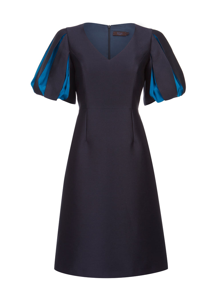 A-Line Balloon Sleeve Cocktail Dress in Navy | Women's Dresses | DEPLOY ...