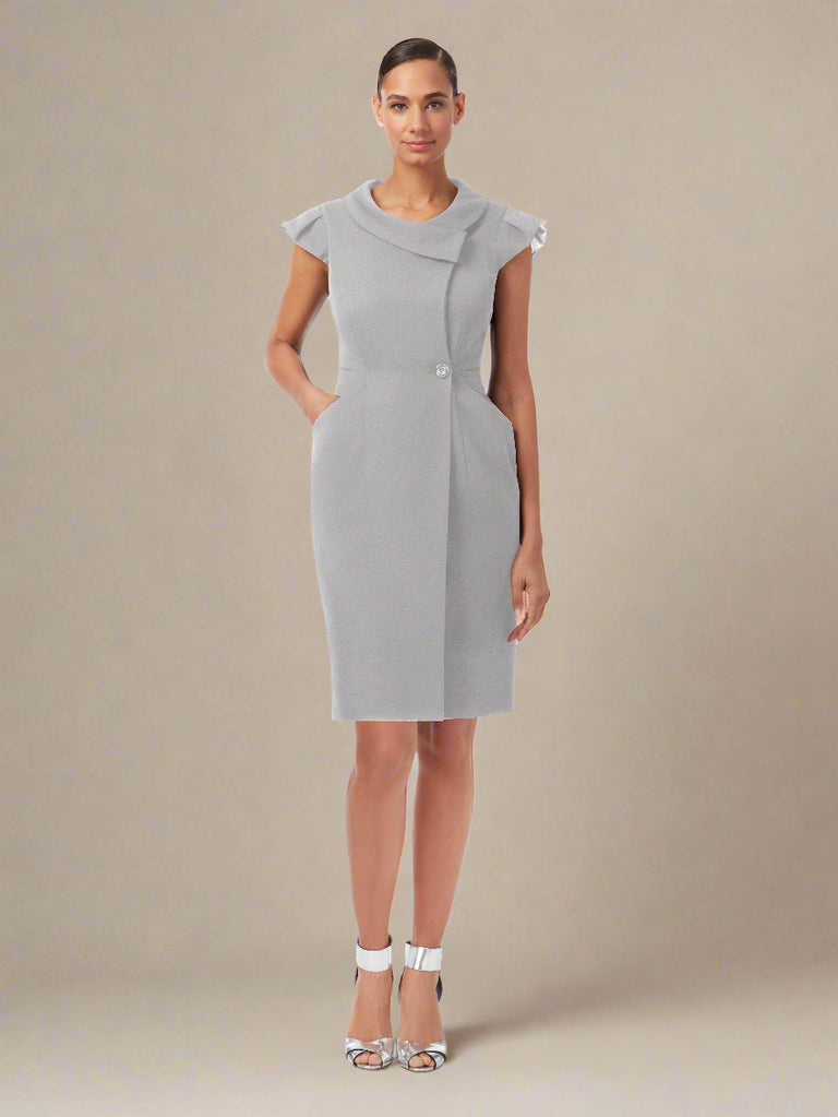 D064 _ ARCHITRAVE _ Tailored Wrap Dress_Alabaster Grey