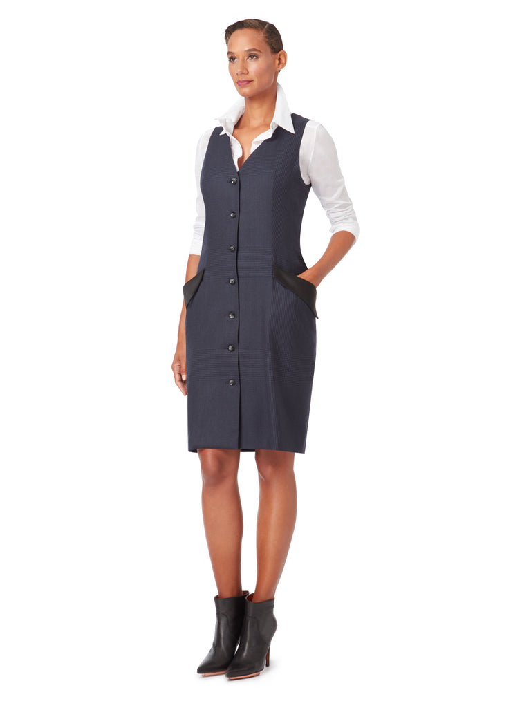 Button down shop pinafore dress