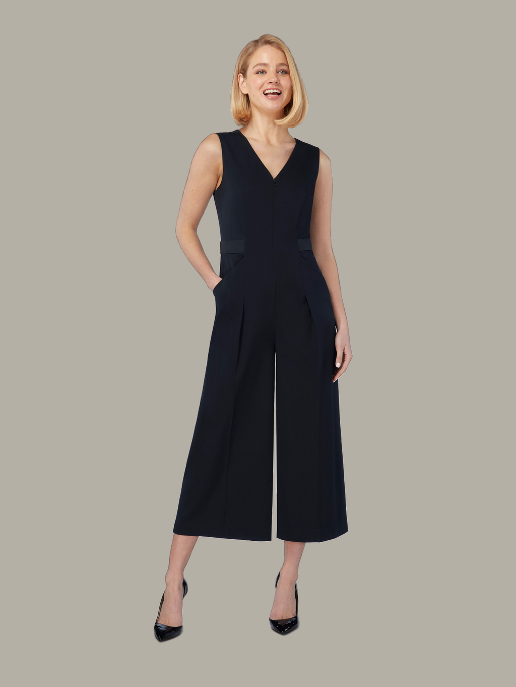 Cropped Midi Jumpsuit in Black Women s Workwear London DEPLOY