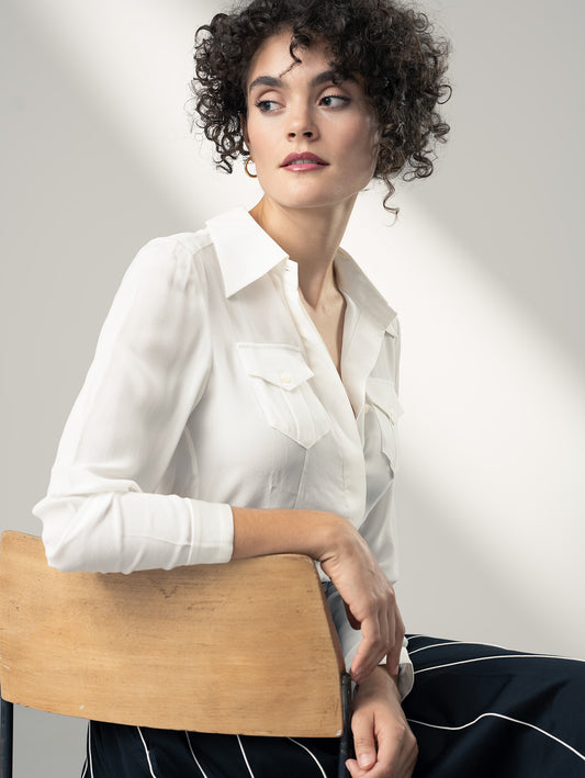 SAVANNAH | Patch Pocket Silk Shirt