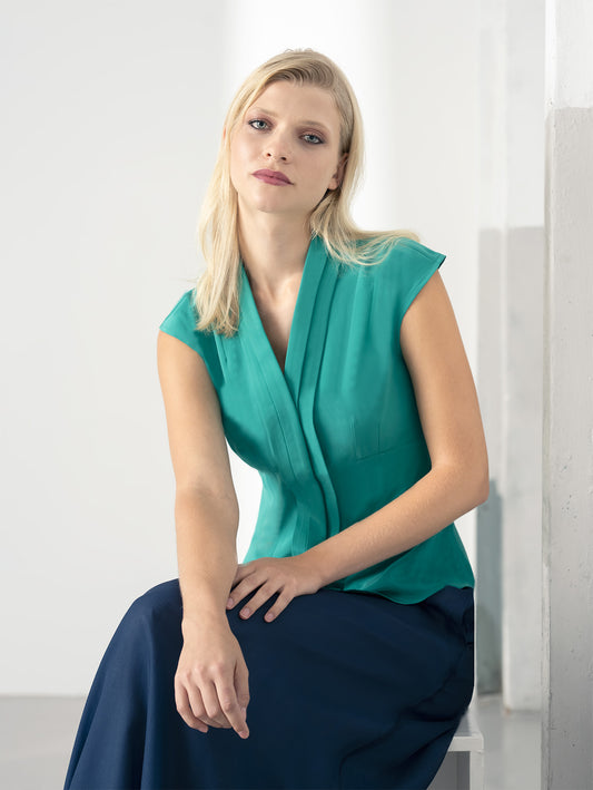 FENNEL | Pleated-Front Silk Blouse