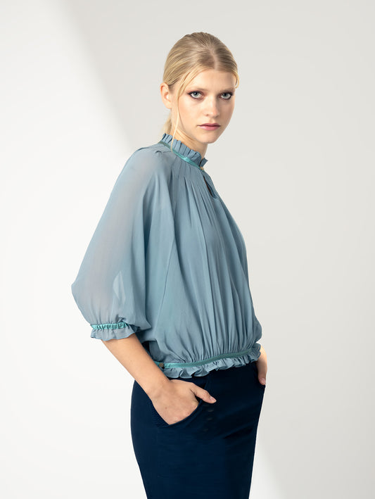 ARBORETUM | Silk Georgette Parachute Blouse