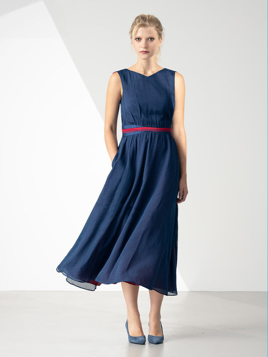 BOTANIC | Contrast-Waist Fil-coupé Midi Dress