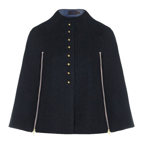 GLADE | Buttoned Melton Zipped Wool Cape