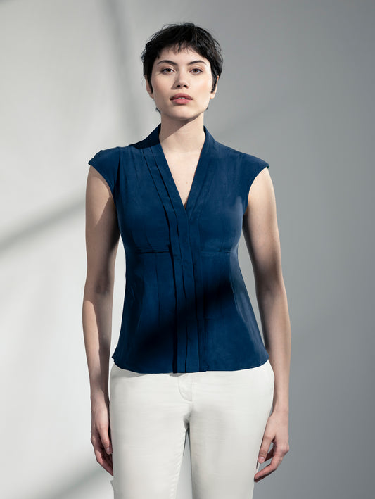 FENNEL | Pleated-Front Silk Blouse