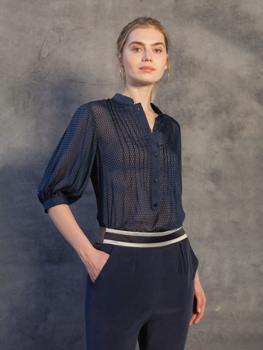HERB | Pin-Tuck Fil-coupé Blouse