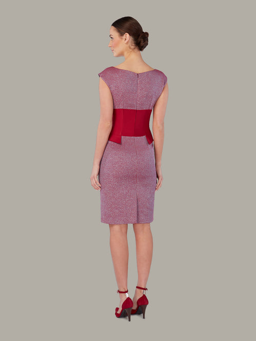Front view of NEEM tailored dress in Cerise, available from British sustainable fashion brand DEPLOY