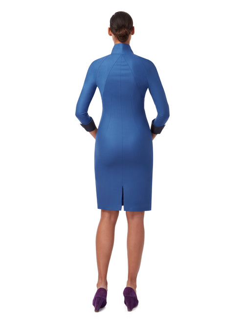 D131A _ STREAM _ 4/5-Sleeve Dress _ Topaz Blue