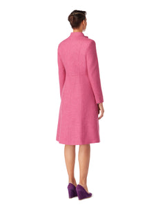 PURLIEU | Herringbone Dress Coat in Cerise