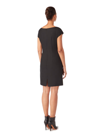 BROOK | Black Pin-Tuck Panel Shift Dress