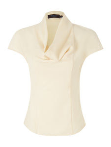 B130B _ CLOUD _ Cowl-Neck Wool-Crepe Top _ Ivory