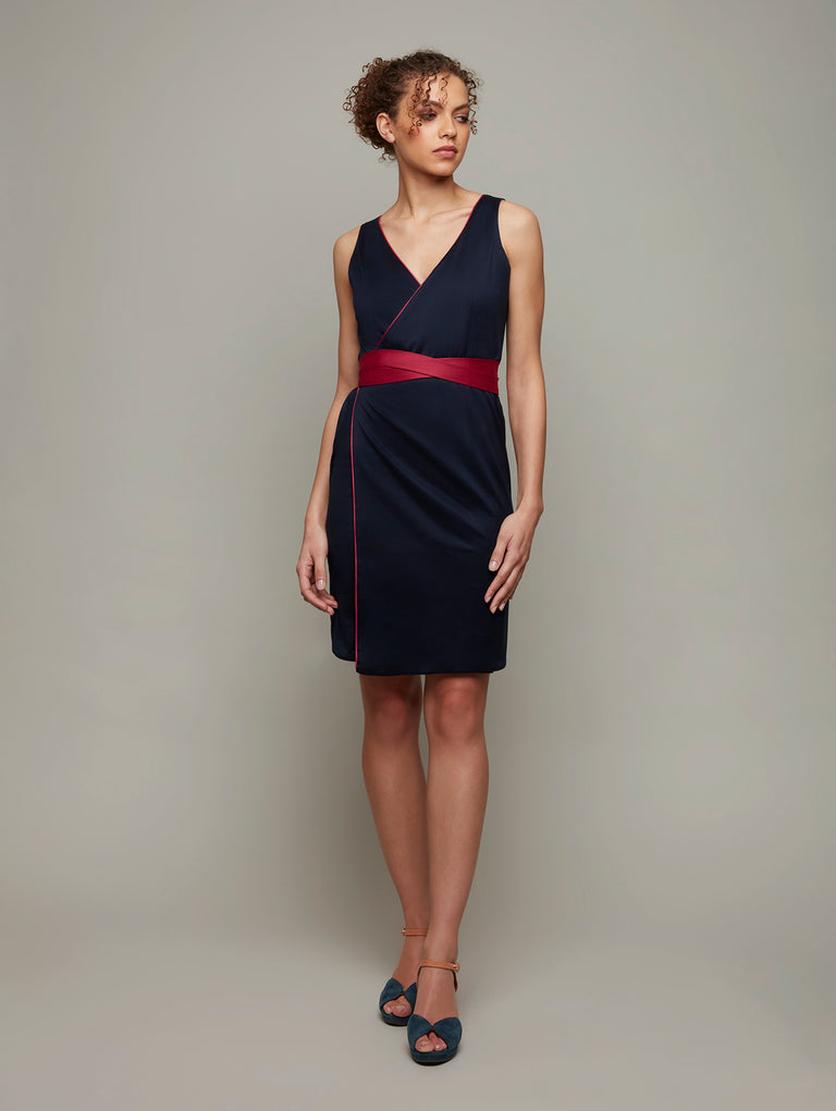 VANDA | Reversible Wrap Dress | Navy-Lilac