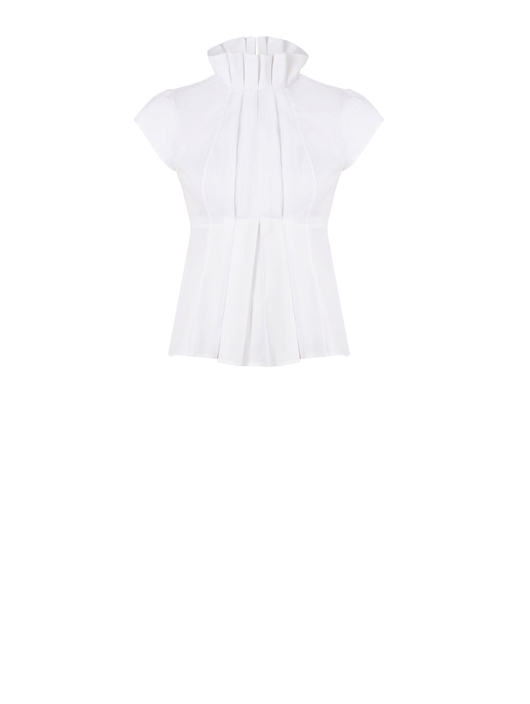 Empire-Cut Pleated Top in White | Women's Tops Online | DEPLOY – DEPLOY ...