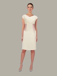 Front view of PETRA 3-way dress in ivory, available from British sustainable fashion brand DEPLOY