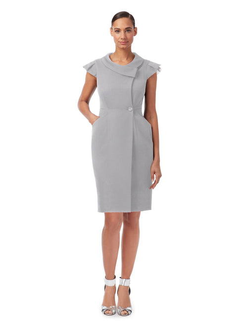 D064 _ ARCHITRAVE _ Tailored Wrap Dress_Alabaster Grey