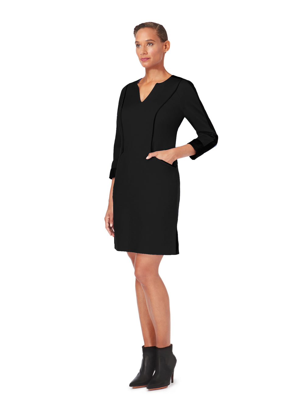 FOXGLOVE | 3/4 Sleeve Jersey Dress | Black