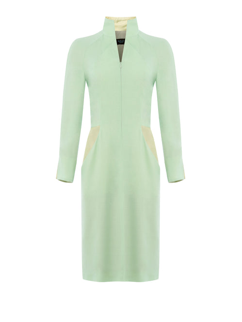 D131A _ STREAM _ 4/5-Sleeve Dress _ Celadon Green