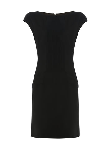 BROOK | Black Pin-Tuck Panel Shift Dress