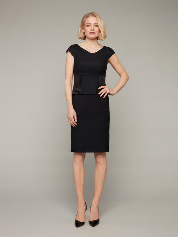 Front view of PETRA fitted 3-way dress in Black, available from British sustainable fashion brand DEPLOY