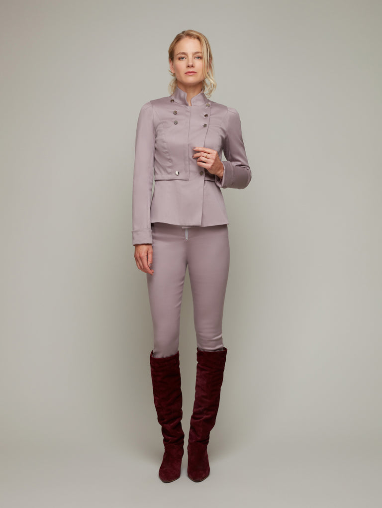 Front view of SALAMANDER 4-way military jacket in Zinc, available from British sustainable fashion brand DEPLOY