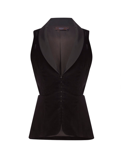 Front view of CHRYSALIS 3-way smoking jacket in Black, available from British sustainable fashion brand DEPLOY