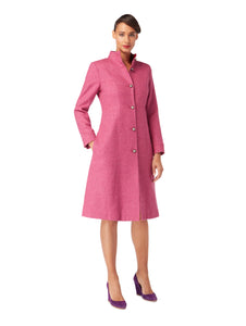 PURLIEU | Herringbone Dress Coat in Cerise