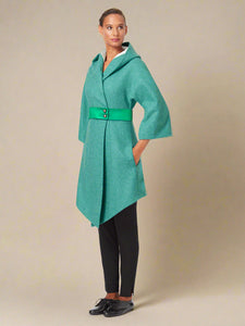 COVE | Wool Tweed Hooded Wrap Coat