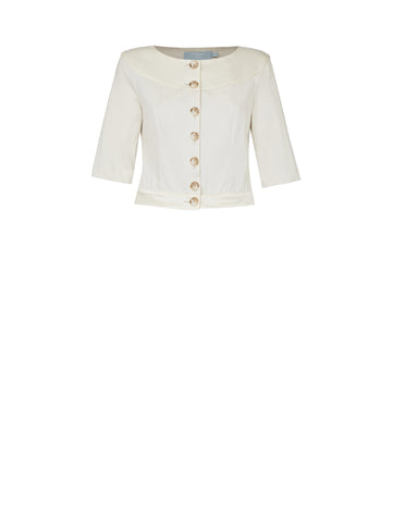 Ecommerce shoot of LINDEN 4-way dress coat as jacket in Birch, available from British sustainable fashion brand DEPLOY