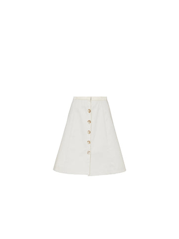 Ecommerce shoot of LINDEN 4-way dress coat as skirt in Birch, available from British sustainable fashion brand DEPLOY