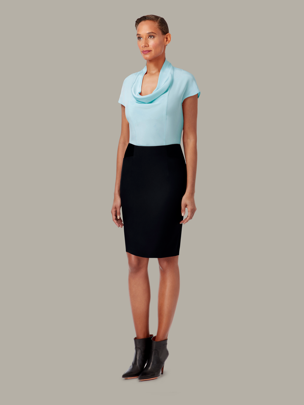 Tailored Pencil Skirt in Black | Women's Suiting London | DEPLOY