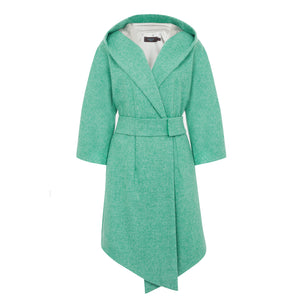 COVE | Wool Tweed Hooded Wrap Coat