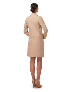 Back view of JANINE 3-way Mac in Beige, available from British sustainable fashion brand DEPLOY