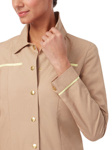 Details of JANINE 3-way Mac in Beige, available from British sustainable fashion brand DEPLOY